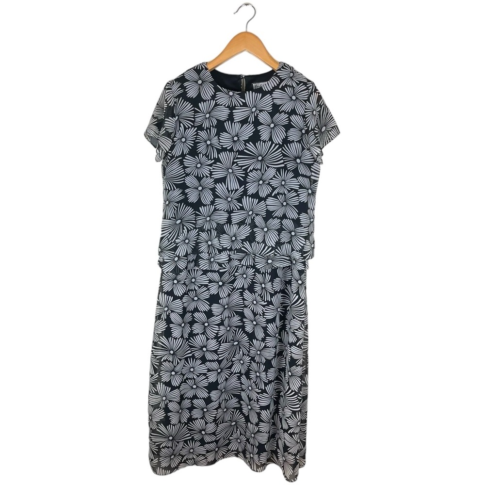 Mary McFadden Women Collection Floral Black & White Maxi Dress
